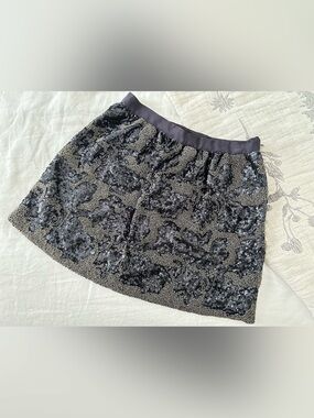 Club Monaco Embellished Beaded Sequin Purple Gold Mini Skirt Sz 0 GUC